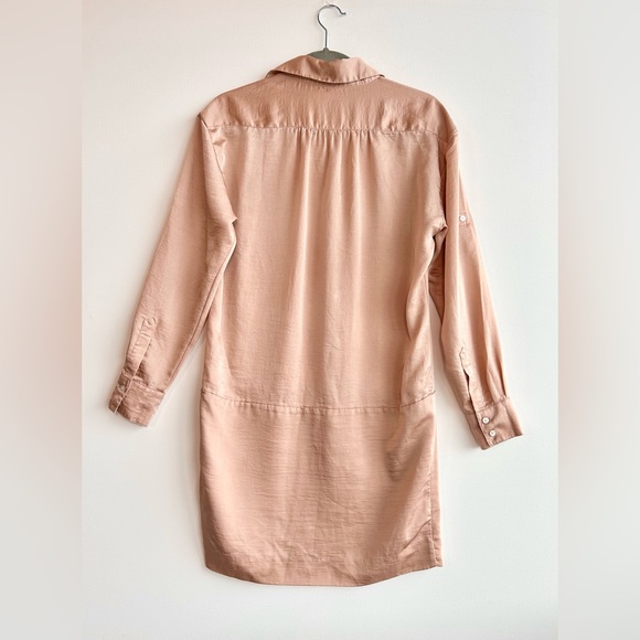Pink champagne satin blouse dress, small - Picture 3 of 3